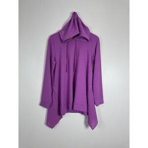 Boho LOGO Lounge Womens Medium Hoodie Purple Sharkbite Embroidered Side Slit